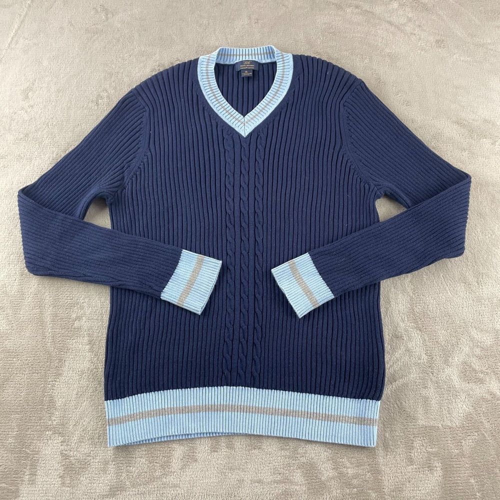 Brooks Brothers V Neck Sweaters Men XL Blue‎ Knit Supima Long Sleeve Preppy NWOT